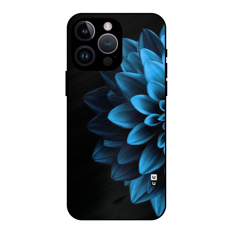 Half Blue Flower Metal Back Case for iPhone 14 Pro Max
