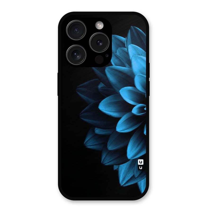 Half Blue Flower Metal Back Case for iPhone 15 Pro