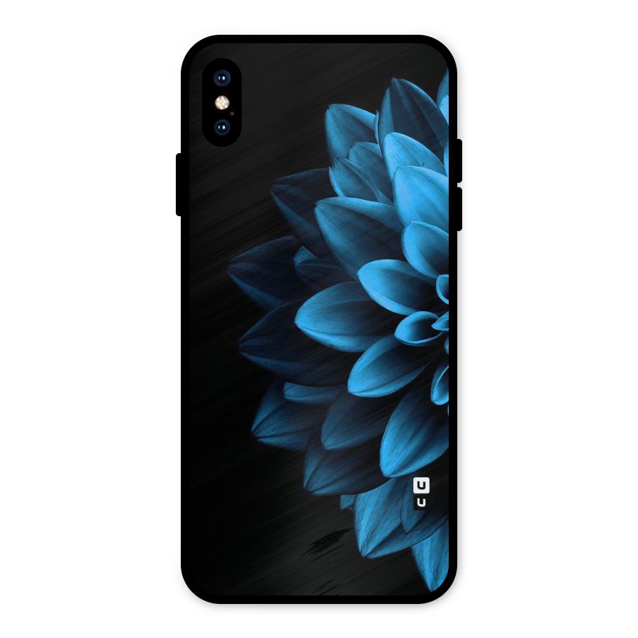 Half Blue Flower Metal Back Case for iPhone XS Max