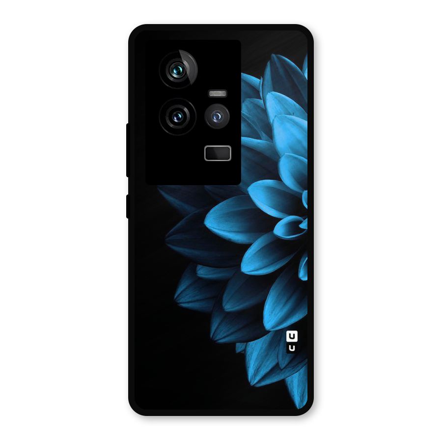 Half Blue Flower Metal Back Case for iQOO 11 5G