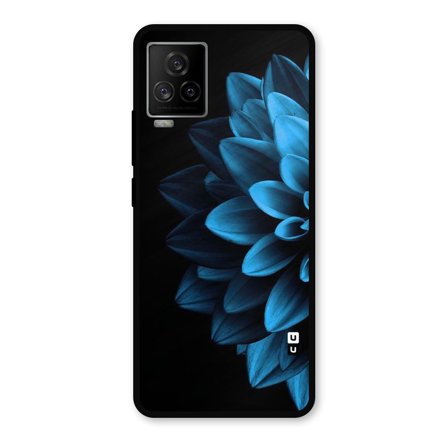 Half Blue Flower Metal Back Case for iQOO 7 Legend 5G