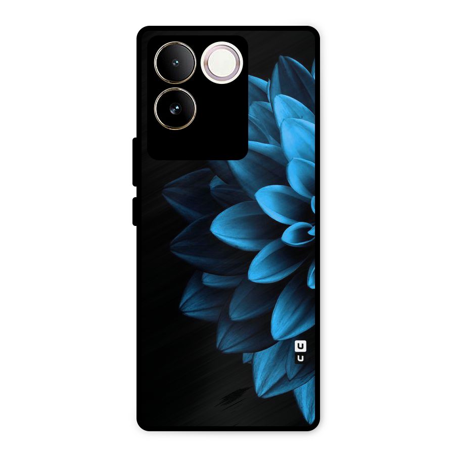 Half Blue Flower Metal Back Case for iQOO Z7 Pro