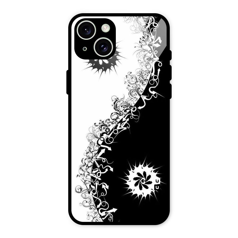 Half Peace Design Glass Back Case for iPhone 15 Plus