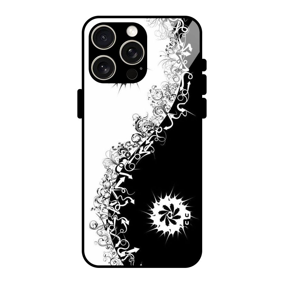 Half Peace Design Glass Back Case for iPhone 15 Pro Max