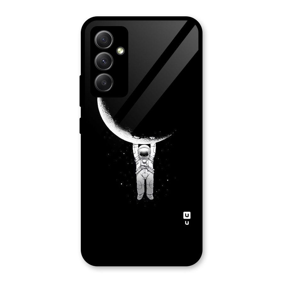 Hanging Astronaut Glass Back Case for Galaxy A34