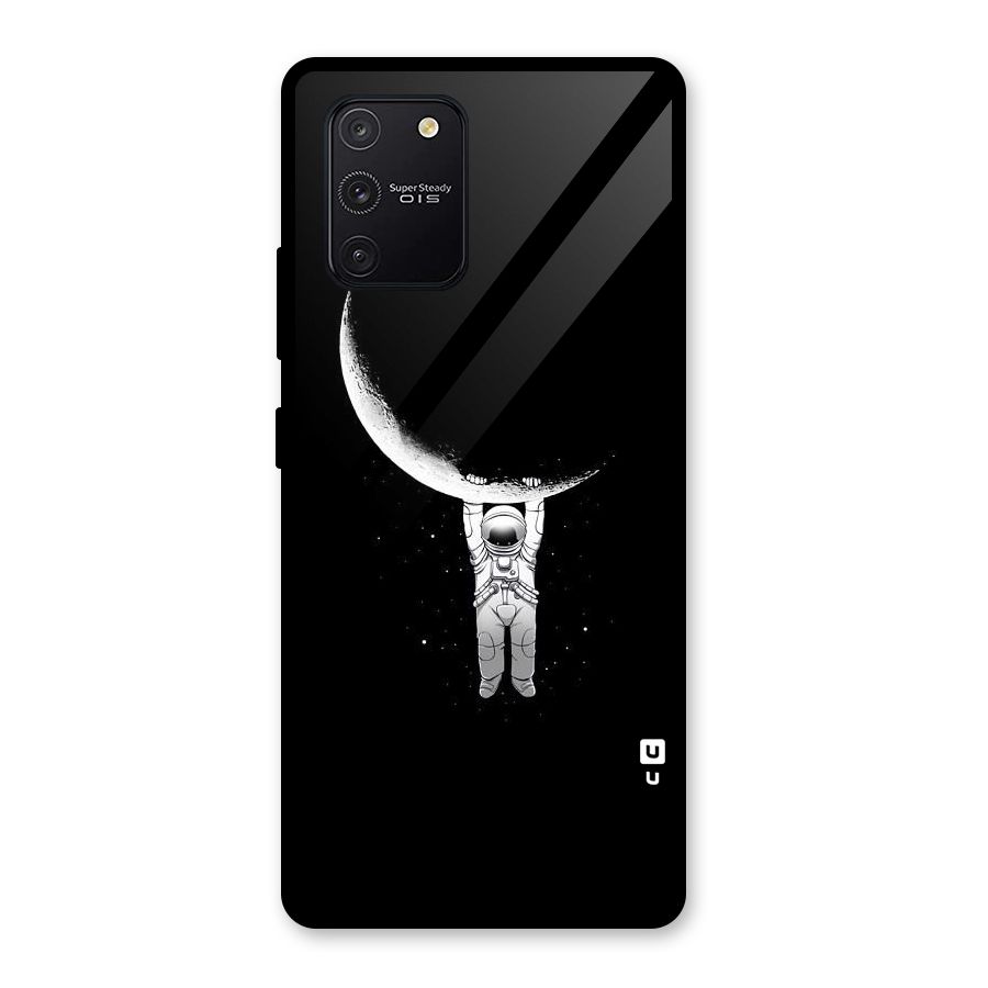 Hanging Astronaut Glass Back Case for Galaxy S10 Lite
