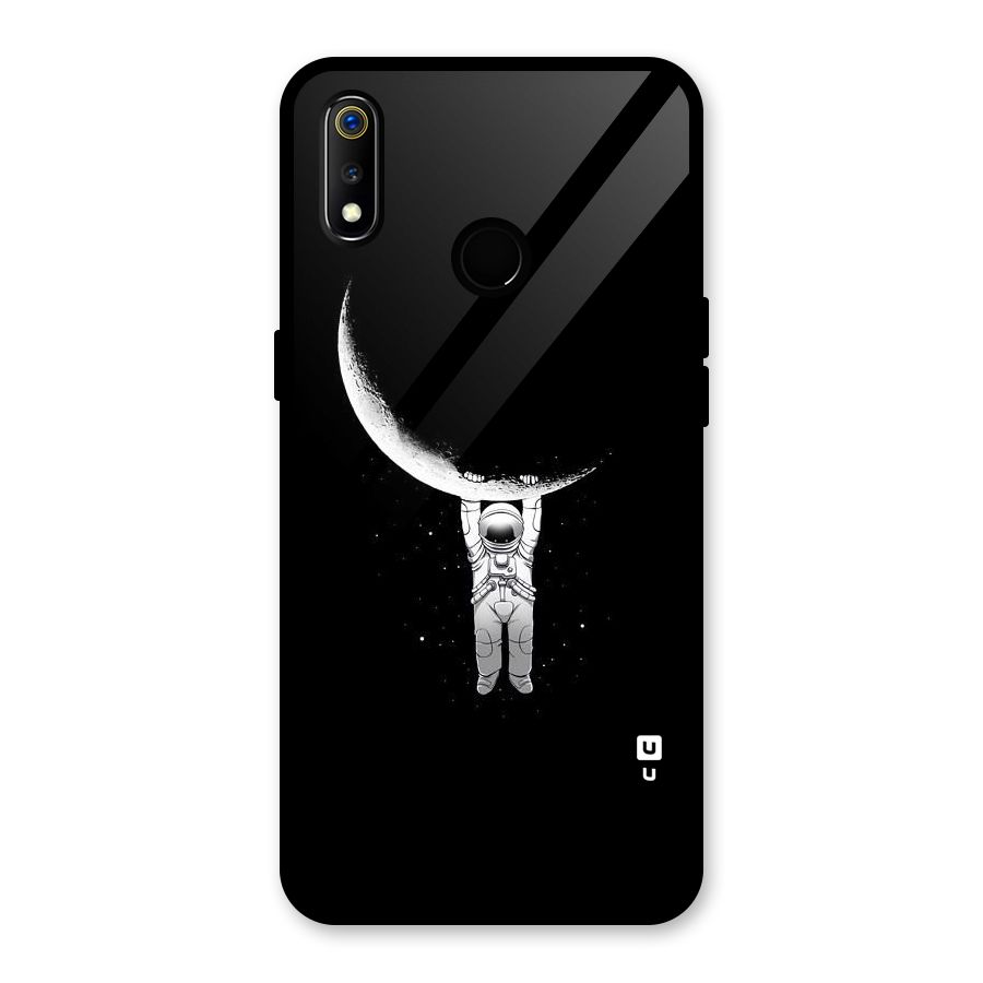 Hanging Astronaut Glass Back Case for Realme 3i