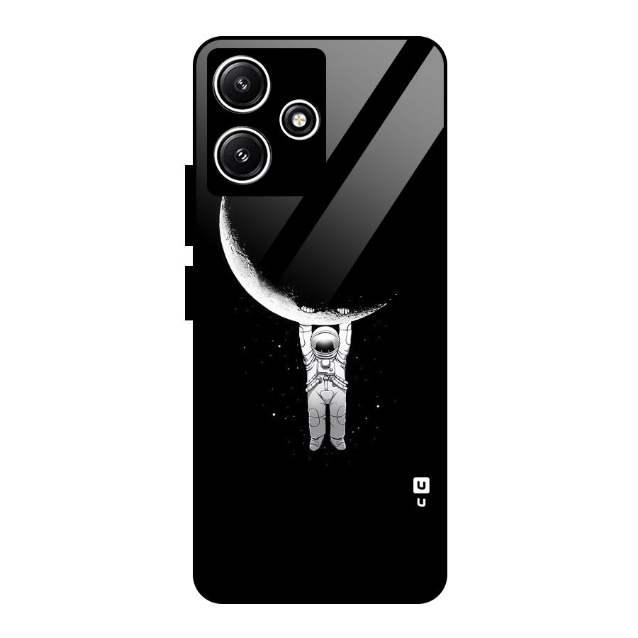 Hanging Astronaut Glass Back Case for Redmi 12 5G