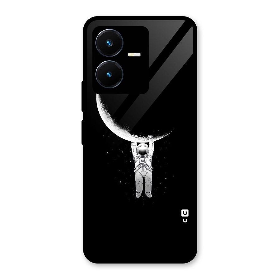 Hanging Astronaut Glass Back Case for Vivo Y22s