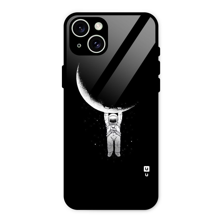 Hanging Astronaut Glass Back Case for iPhone 15 Plus