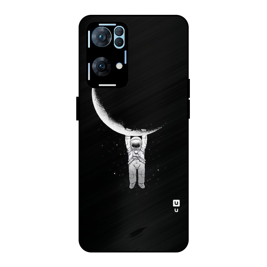 Hanging Astronaut Metal Back Case for Oppo Reno7 Pro 5G
