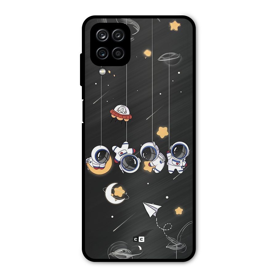 Hanging Astronauts Metal Back Case for Galaxy A12