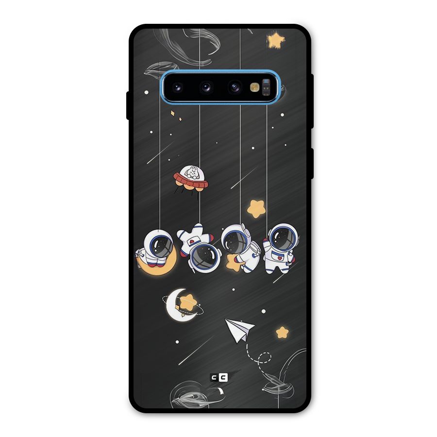 Hanging Astronauts Metal Back Case for Galaxy S10
