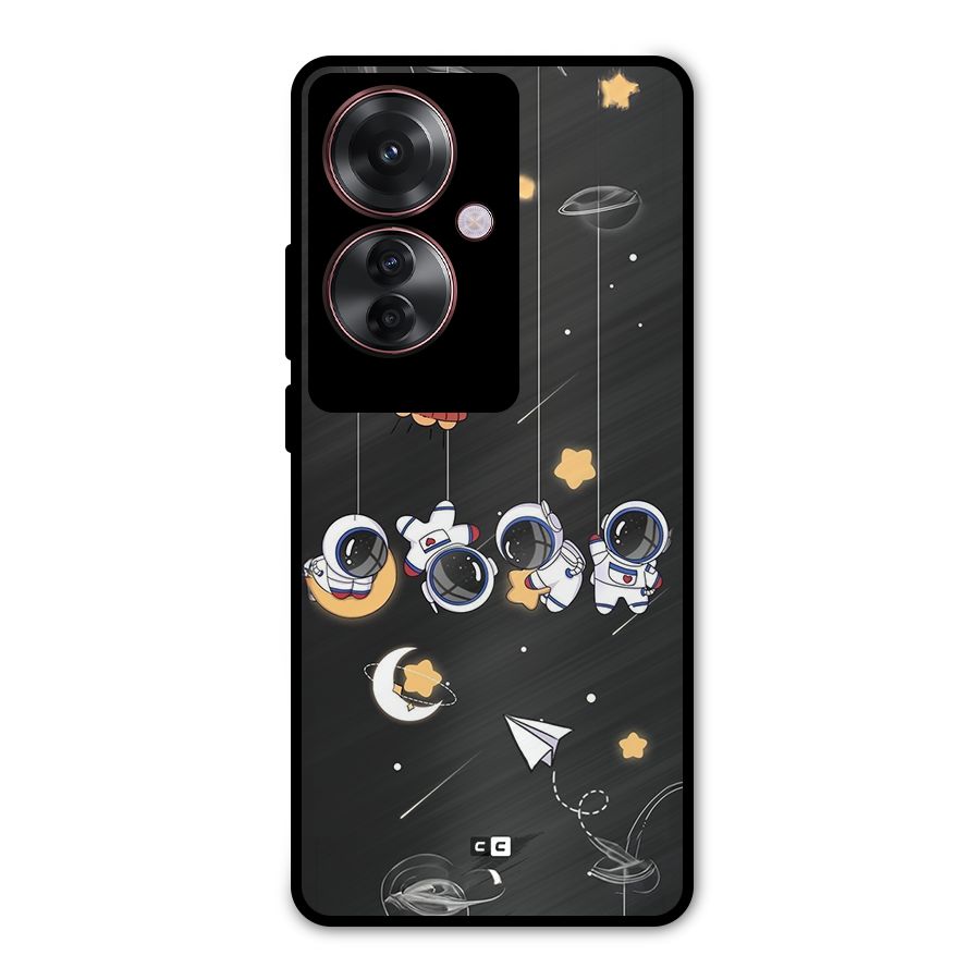Hanging Astronauts Metal Back Case for Oppo F25 Pro