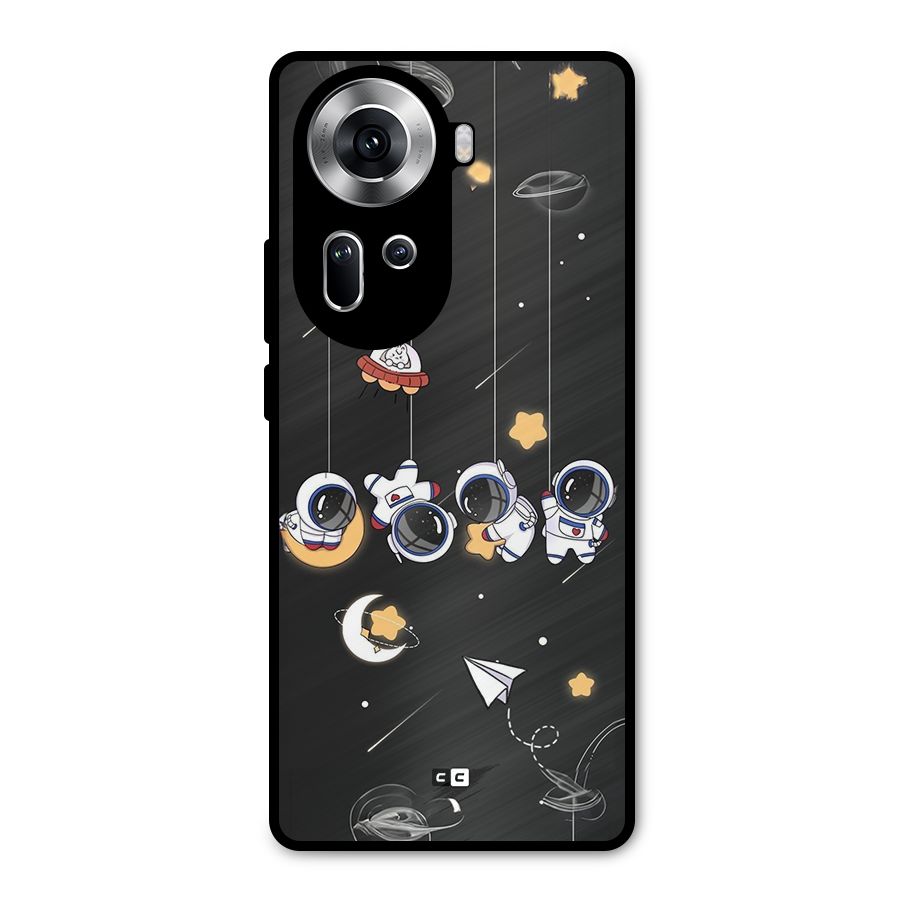 Hanging Astronauts Metal Back Case for Oppo Reno11 5G