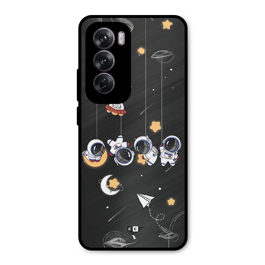Hanging Astronauts Metal Back Case for Oppo Reno12 Pro