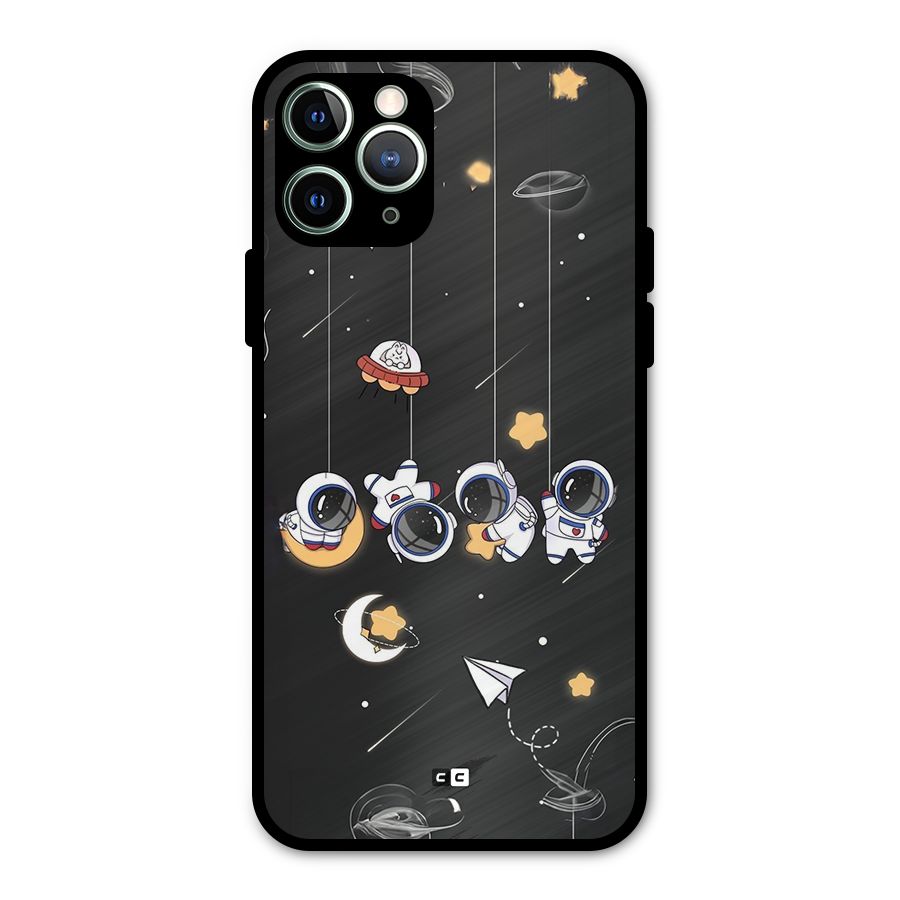 Hanging Astronauts Metal Back Case for iPhone 11 Pro Max