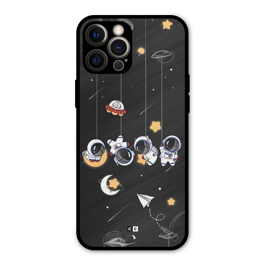 Hanging Astronauts Metal Back Case for iPhone 12 Pro Max