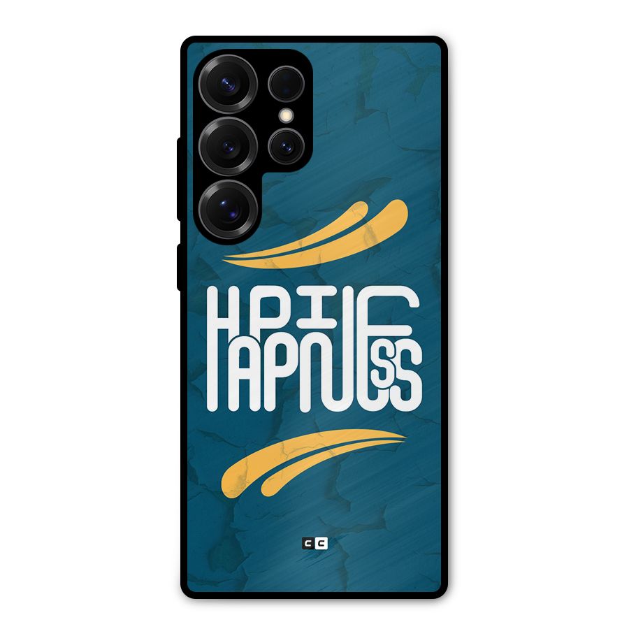 Happpiness Typography Metal Back Case for Galaxy S25 Ultra