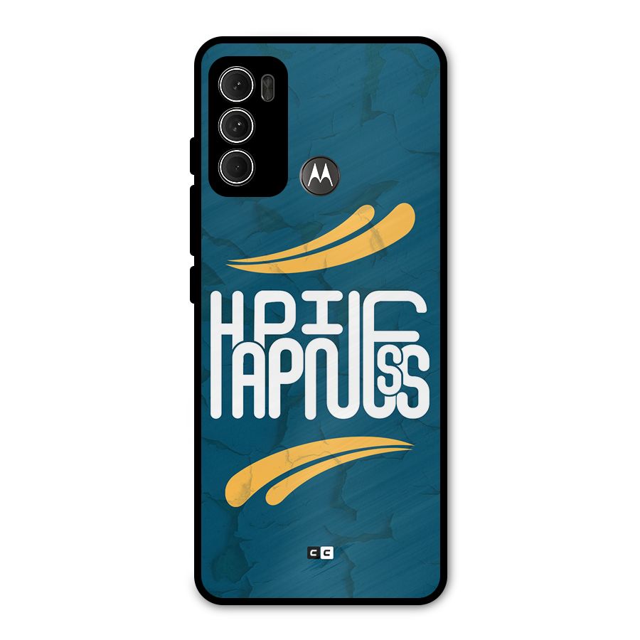 Happpiness Typography Metal Back Case for Moto G60