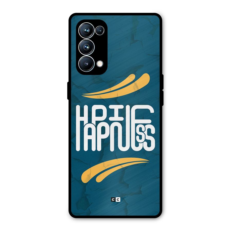 Happpiness Typography Metal Back Case for Oppo Reno5 Pro 5G