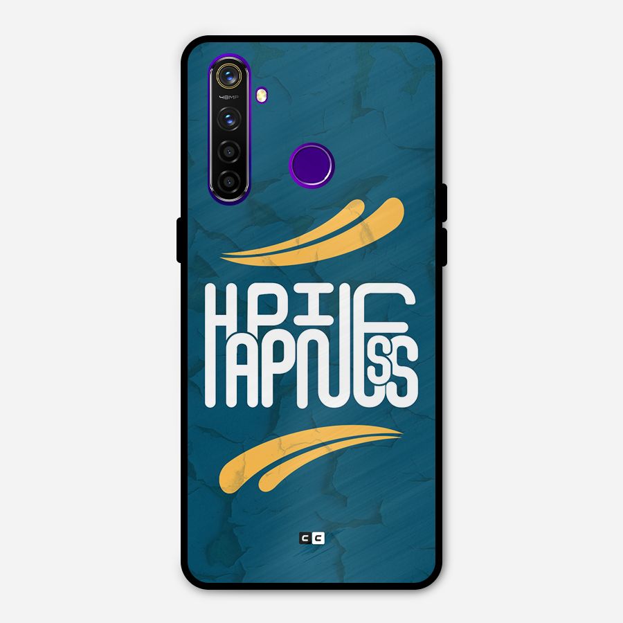 Happpiness Typography Metal Back Case for Realme 5 Pro