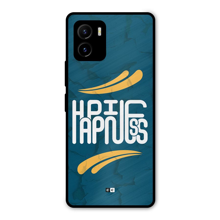 Happpiness Typography Metal Back Case for Vivo Y15s