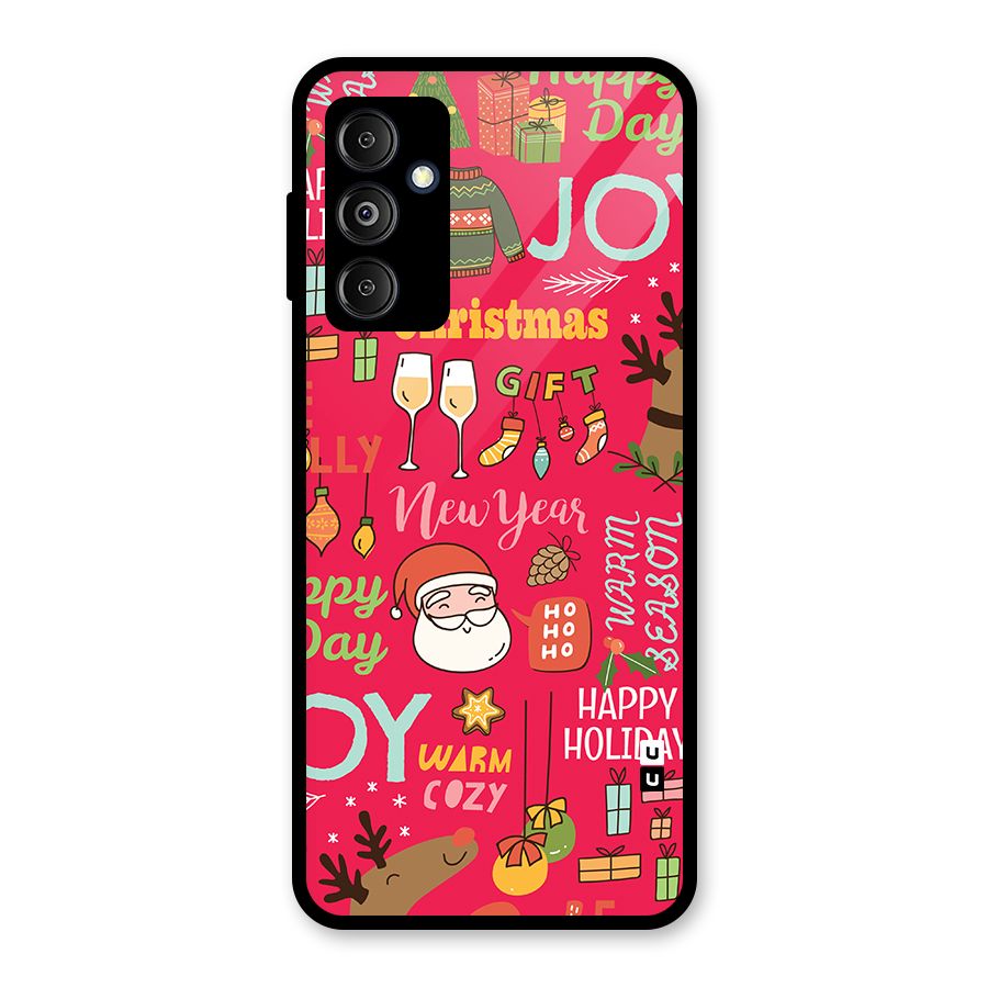Happy Day Christmas Joy Glass Back Case for Galaxy M14 5G