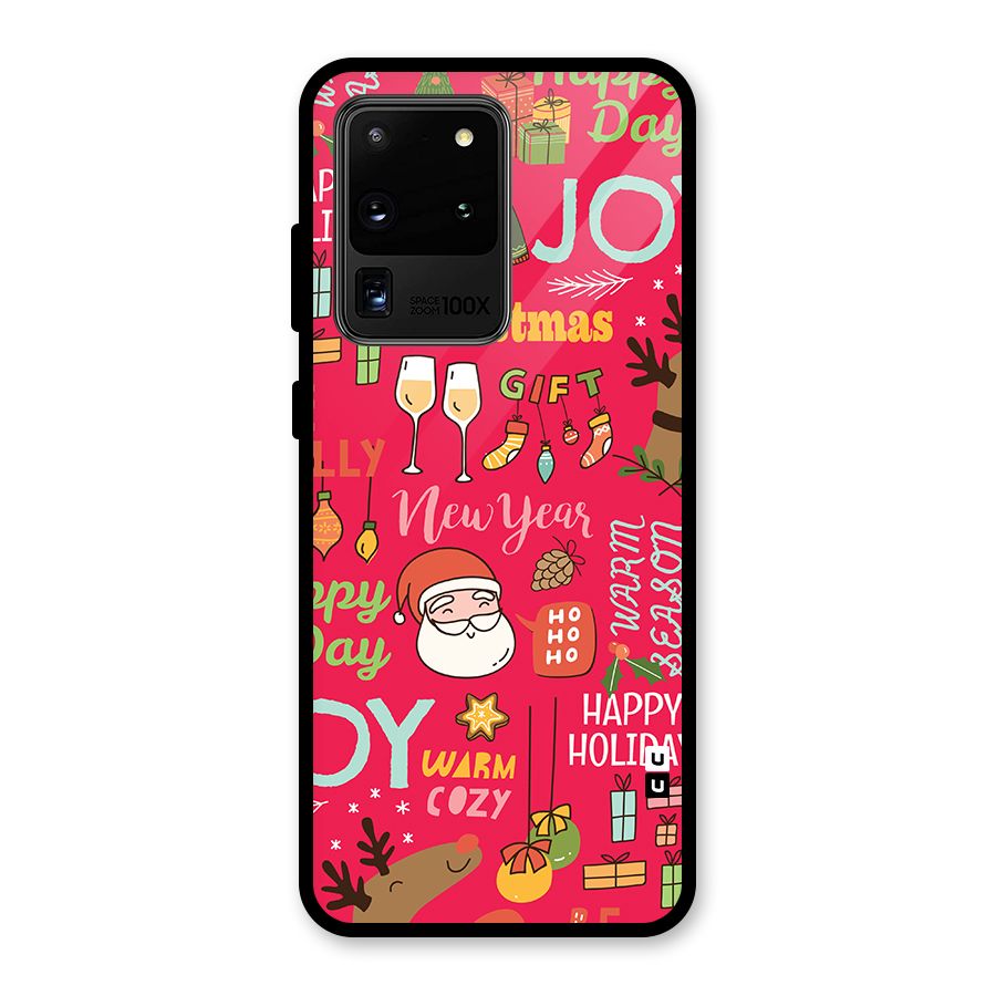Happy Day Christmas Joy Glass Back Case for Galaxy S20 Ultra