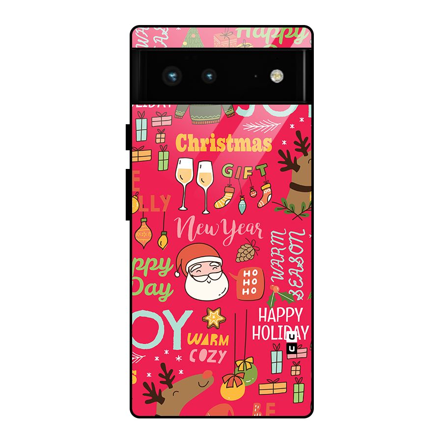 Happy Day Christmas Joy Glass Back Case for Google Pixel 6