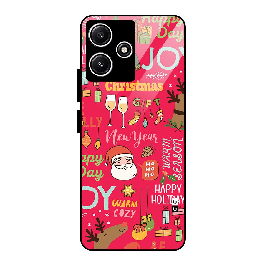 Happy Day Christmas Joy Glass Back Case for Poco M6 Pro