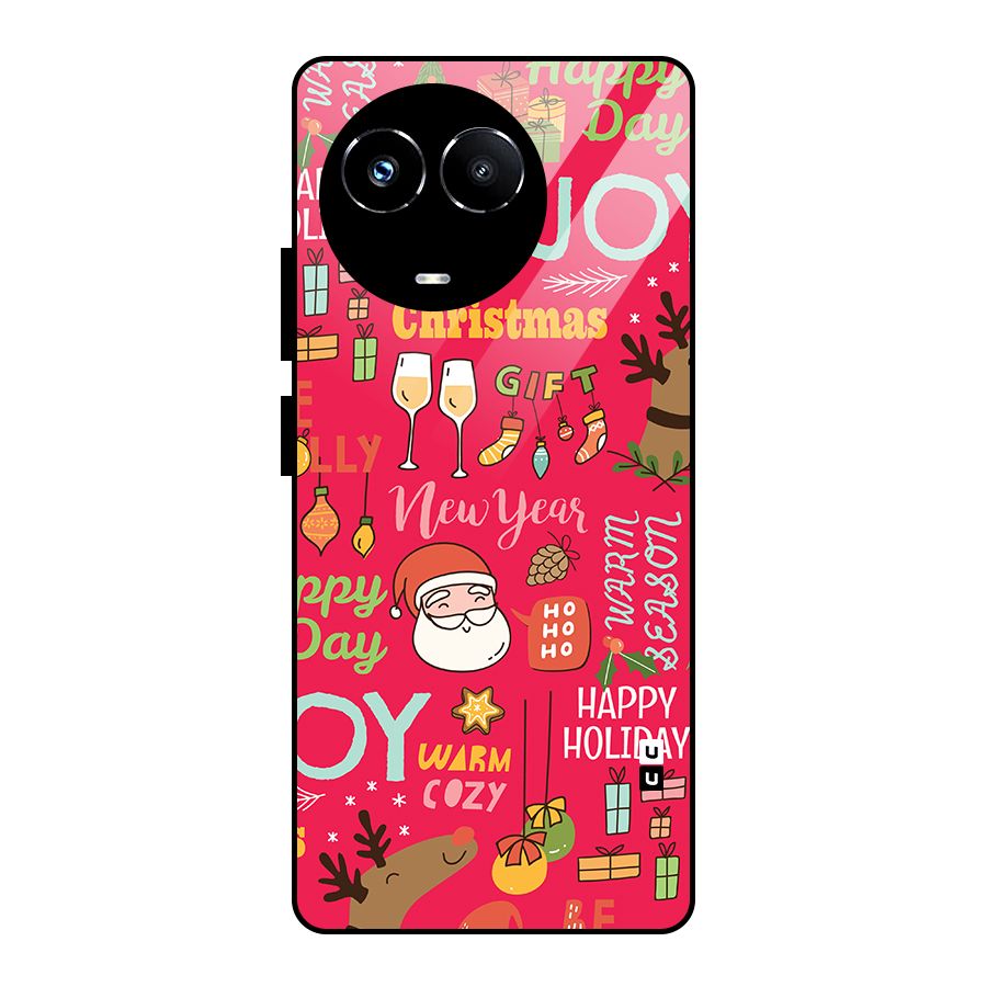 Happy Day Christmas Joy Glass Back Case for Realme Narzo 60X