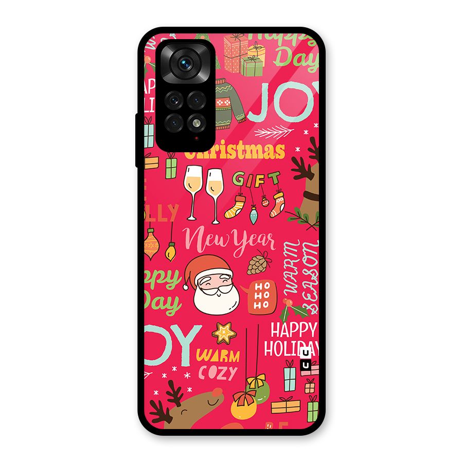 Happy Day Christmas Joy Glass Back Case for Redmi Note 11S