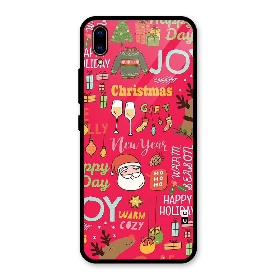 Happy Day Christmas Joy Glass Back Case for Vivo V11 Pro