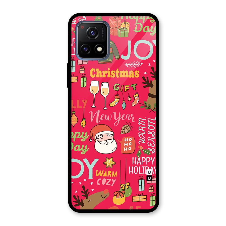 Happy Day Christmas Joy Glass Back Case for Vivo Y72 5G