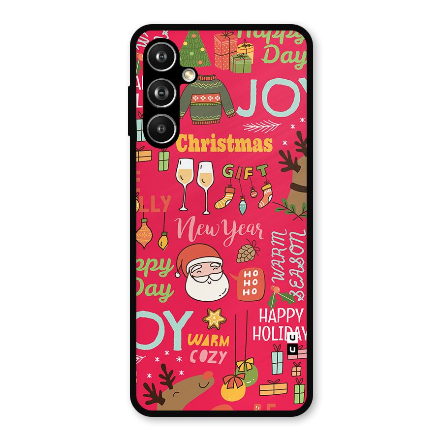 Happy Day Christmas Joy Metal Back Case for Galaxy F54