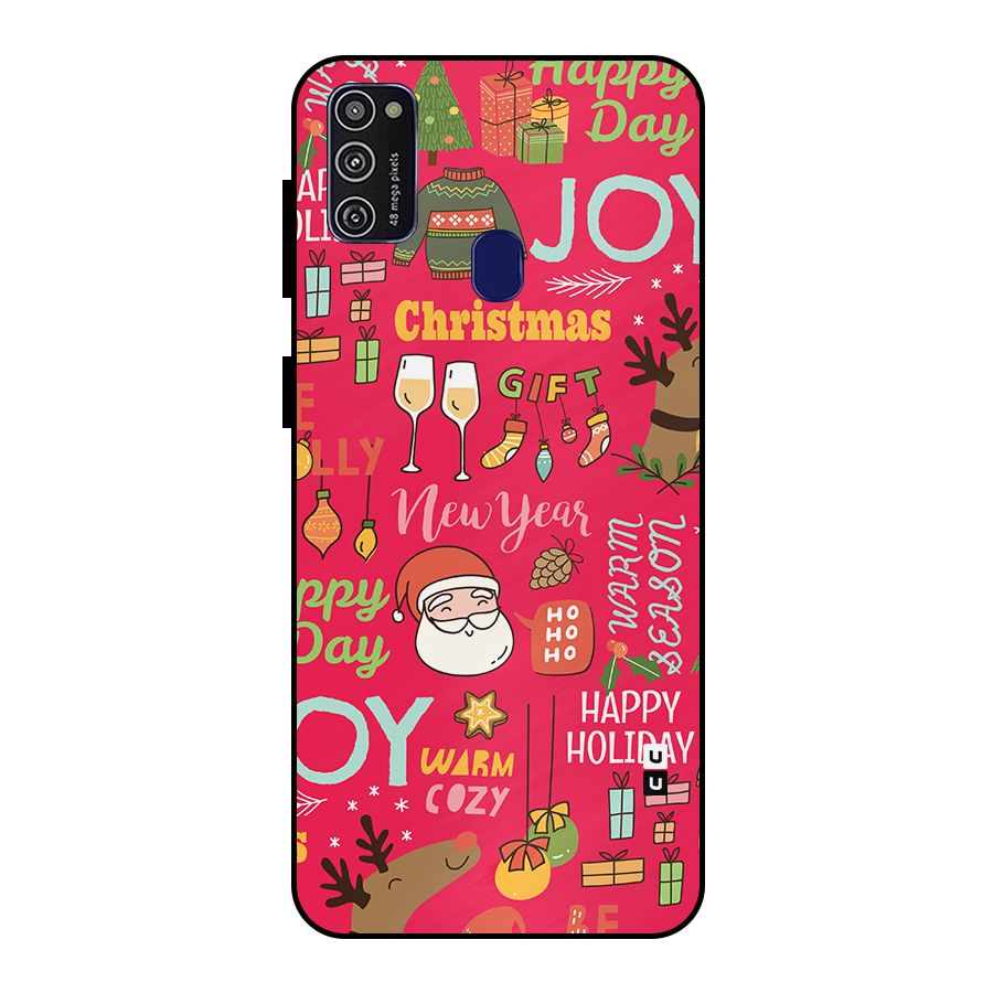 Happy Day Christmas Joy Metal Back Case for Galaxy M30s