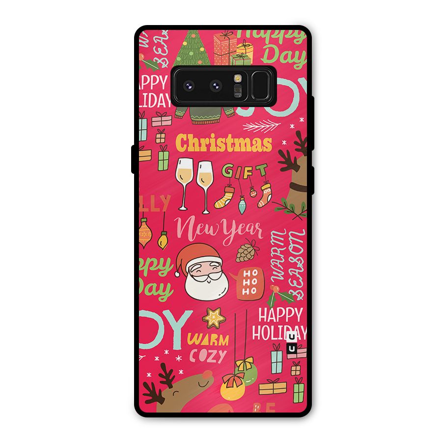 Happy Day Christmas Joy Metal Back Case for Galaxy Note 8