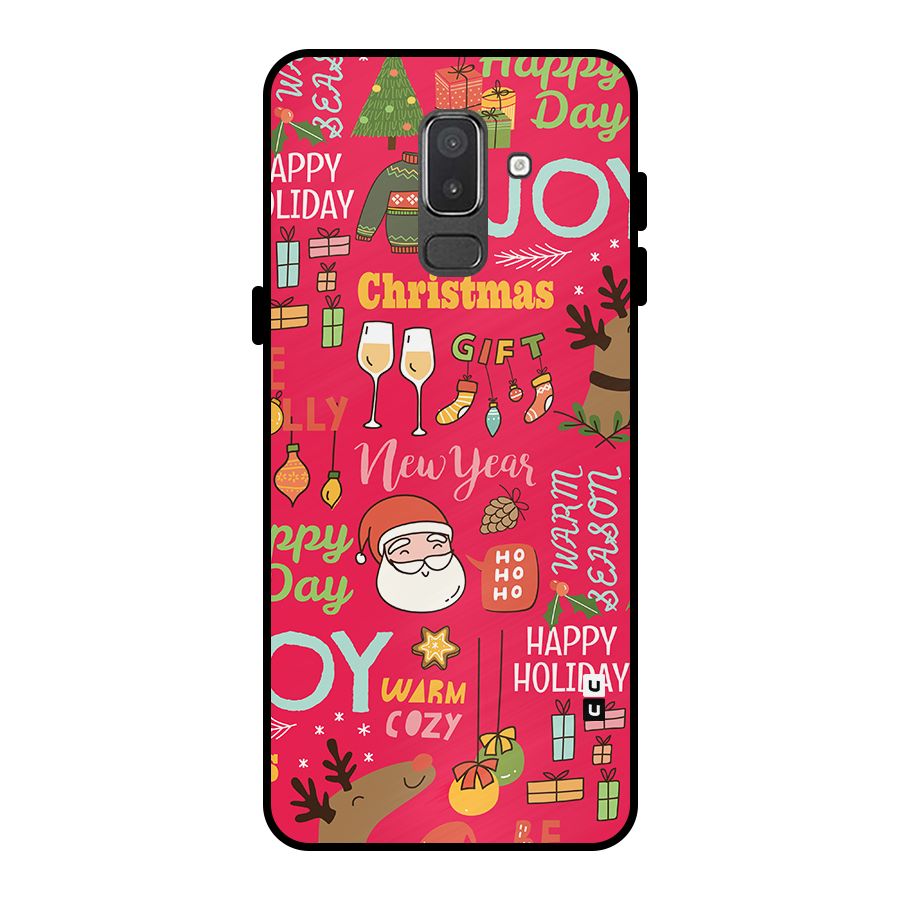 Happy Day Christmas Joy Metal Back Case for Galaxy On8 (2018)