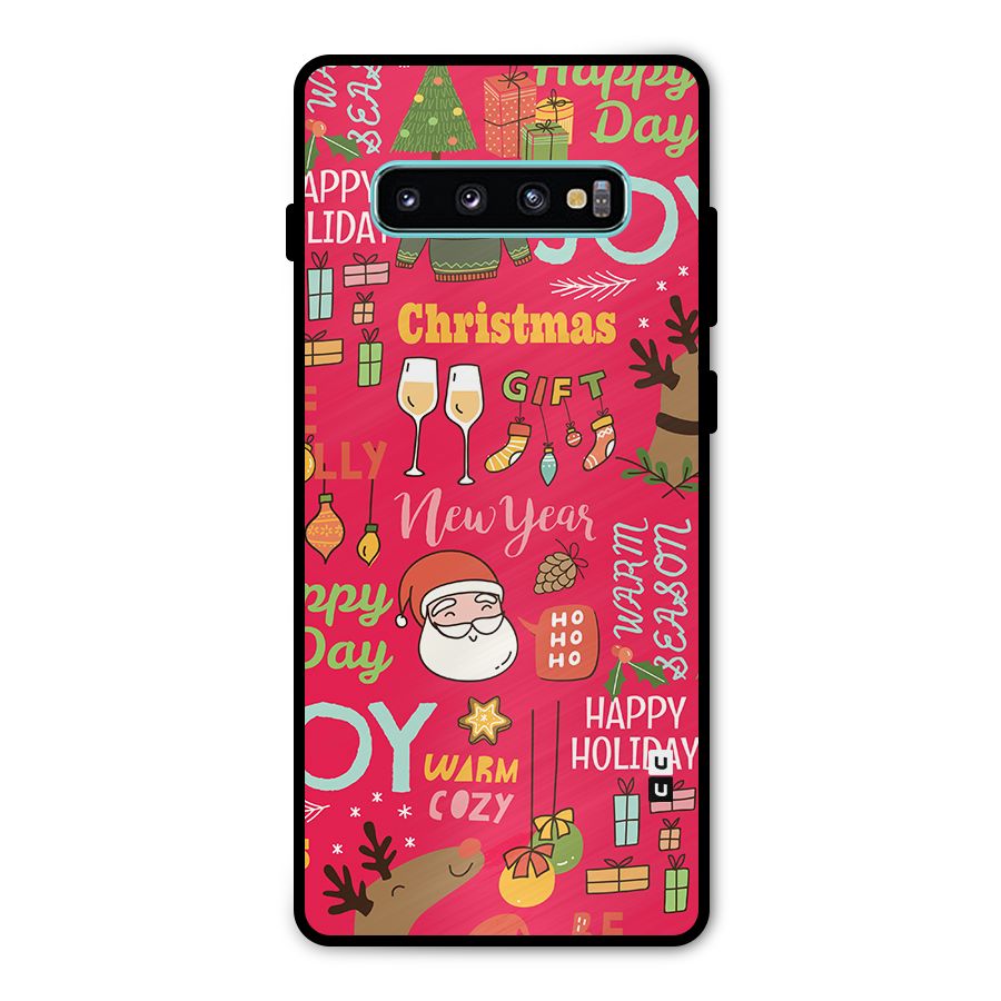 Happy Day Christmas Joy Metal Back Case for Galaxy S10 Plus
