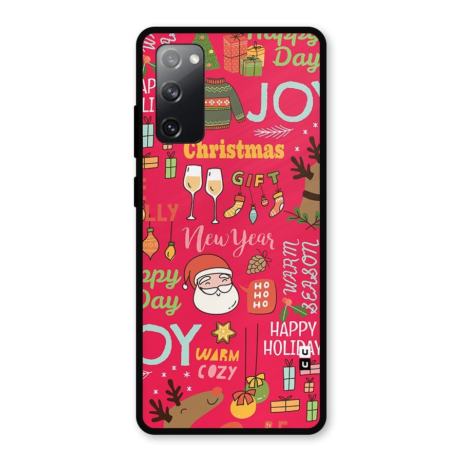 Happy Day Christmas Joy Metal Back Case for Galaxy S20 FE 5G