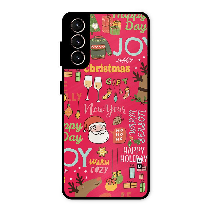 Happy Day Christmas Joy Metal Back Case for Galaxy S21 5G