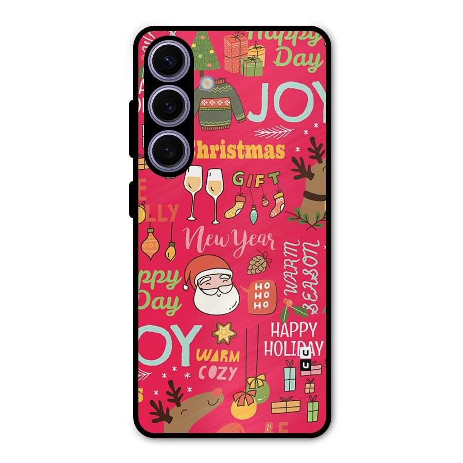 Happy Day Christmas Joy Metal Back Case for Galaxy S24