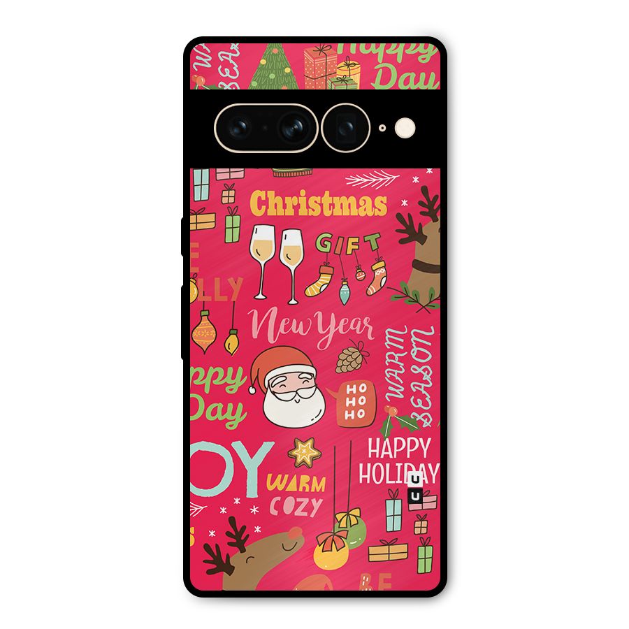 Happy Day Christmas Joy Metal Back Case for Google Pixel 7 Pro