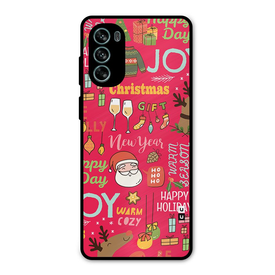 Happy Day Christmas Joy Metal Back Case for Moto G62