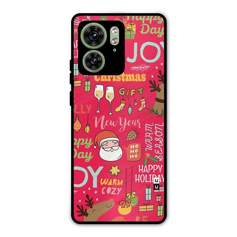 Happy Day Christmas Joy Metal Back Case for Motorola Edge 40 5G