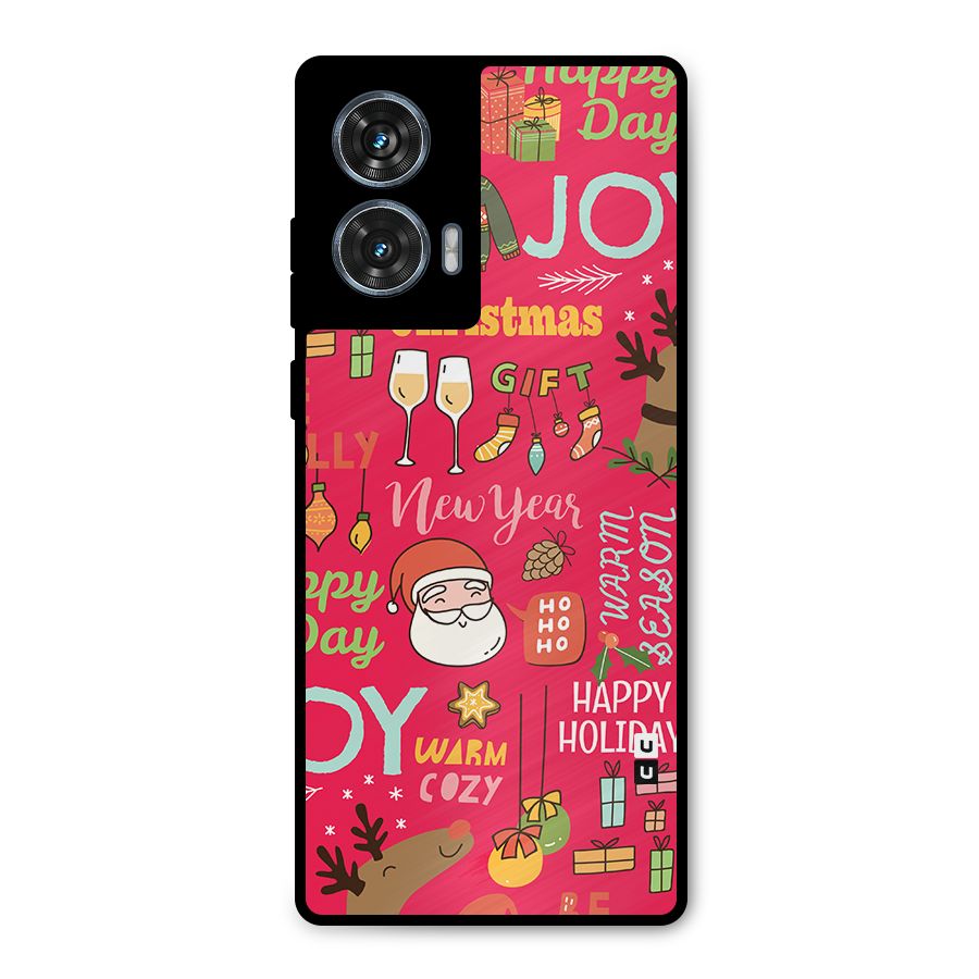 Happy Day Christmas Joy Metal Back Case for Motorola Edge 50 Fusion