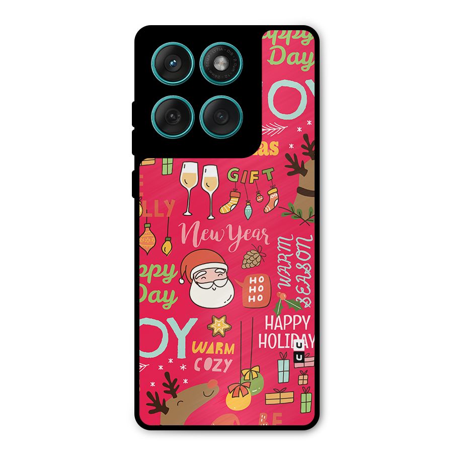 Happy Day Christmas Joy Metal Back Case for Motorola Edge 60 Fusion