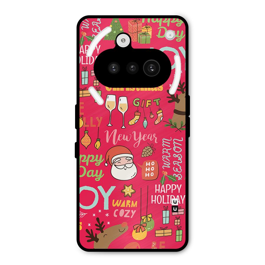 Happy Day Christmas Joy Metal Back Case for Nothing Phone 3a