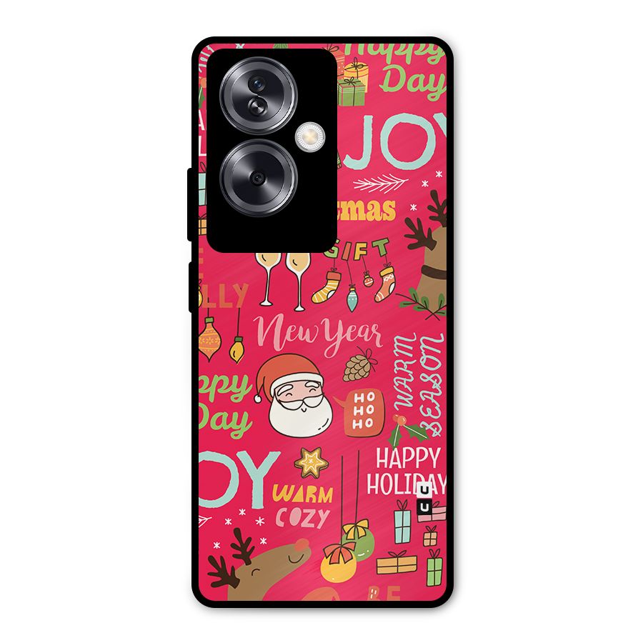 Happy Day Christmas Joy Metal Back Case for Oppo A79 5G